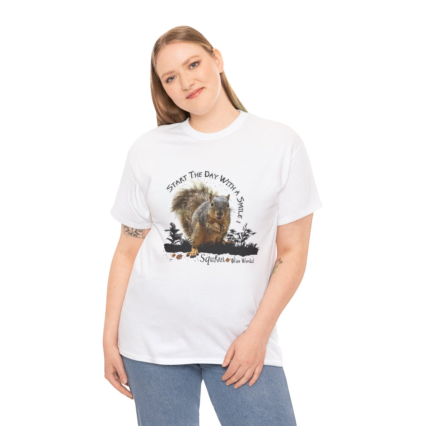 Squirrel - Start the Day with a Smile Unisex Heavy Cotton Tee