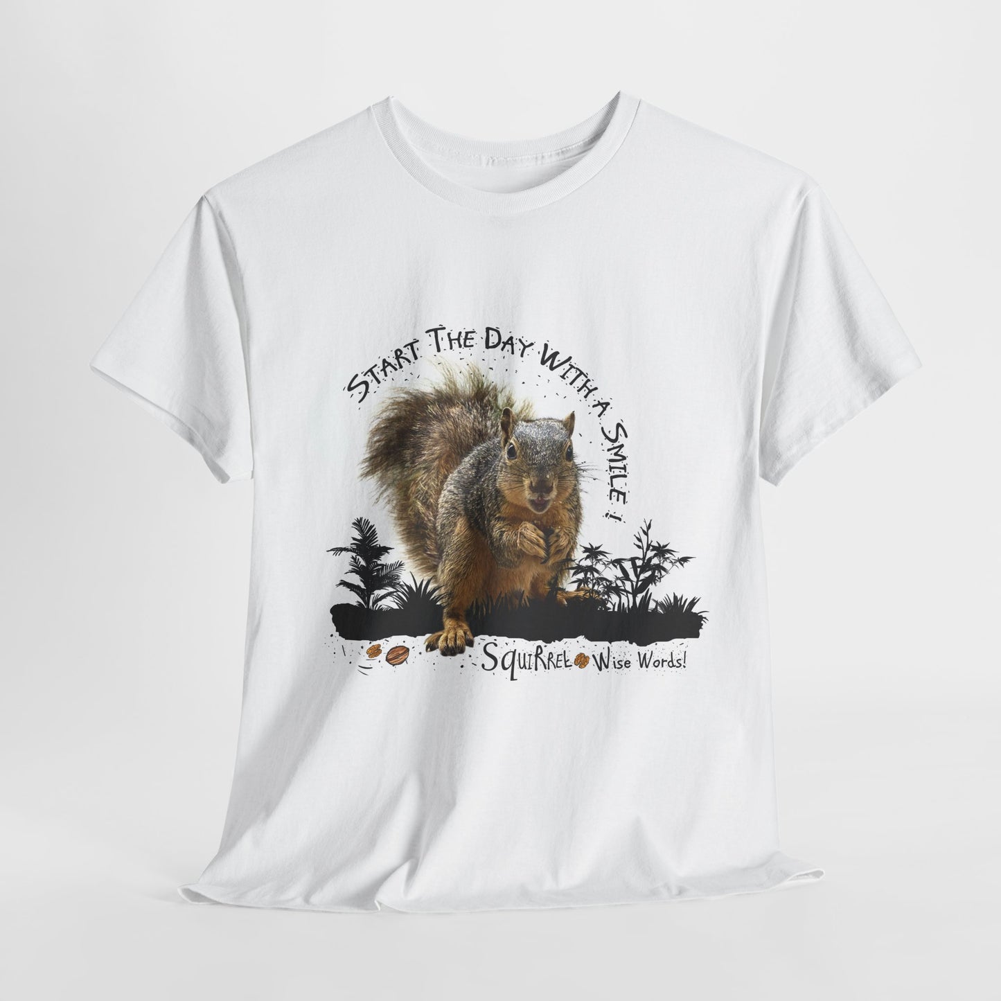Squirrel - Start the Day with a Smile Unisex Heavy Cotton Tee