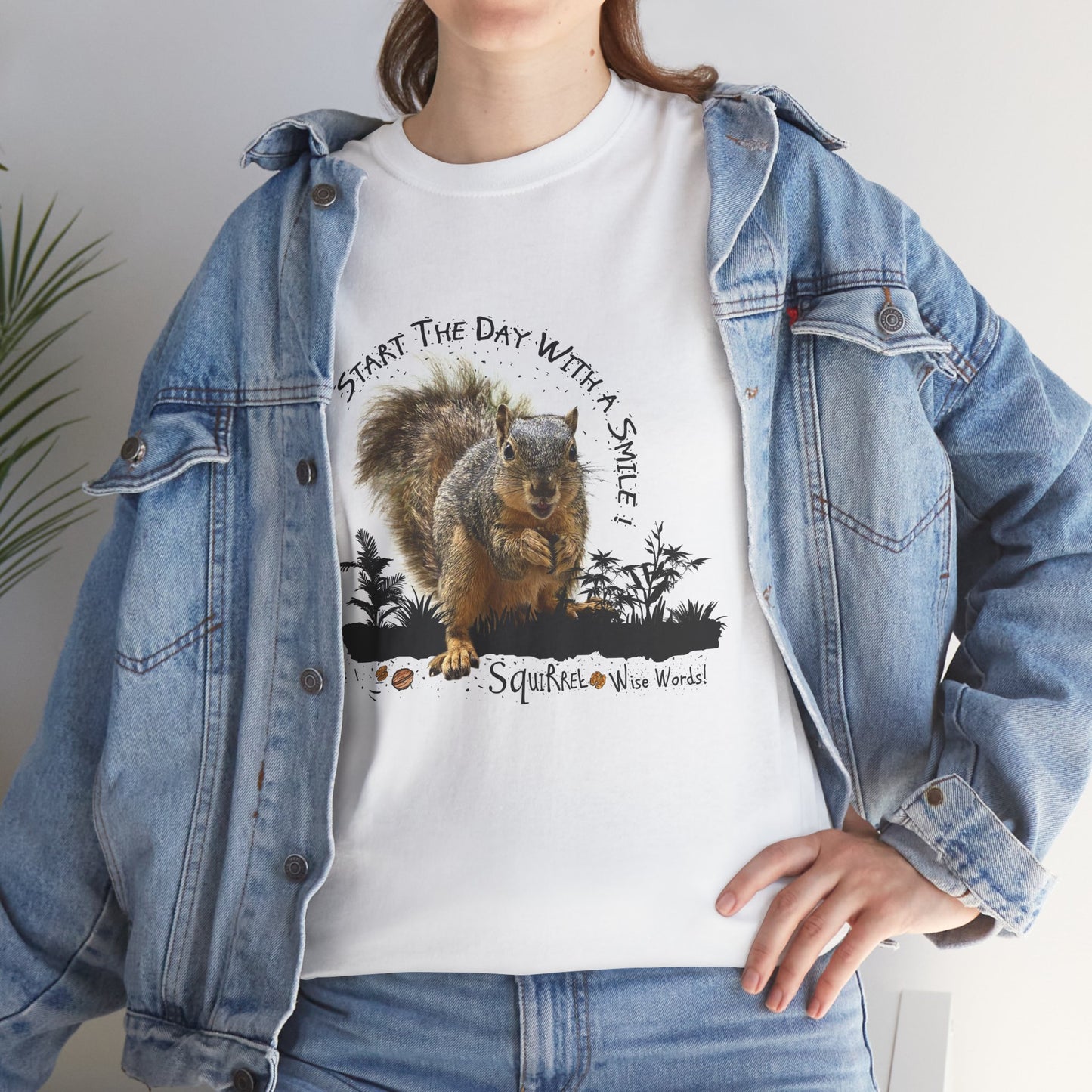 Squirrel - Start the Day with a Smile Unisex Heavy Cotton Tee