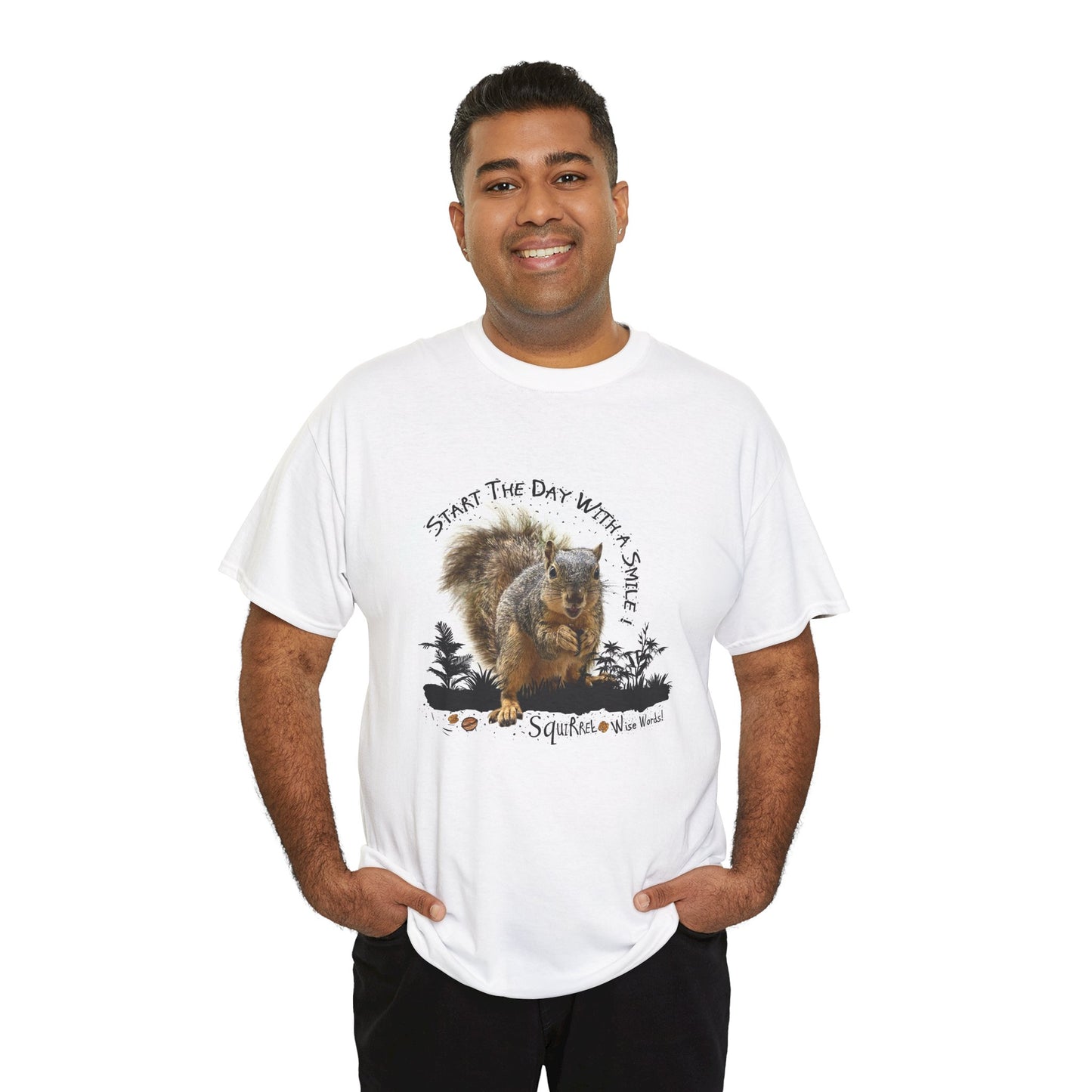 Squirrel - Start the Day with a Smile Unisex Heavy Cotton Tee