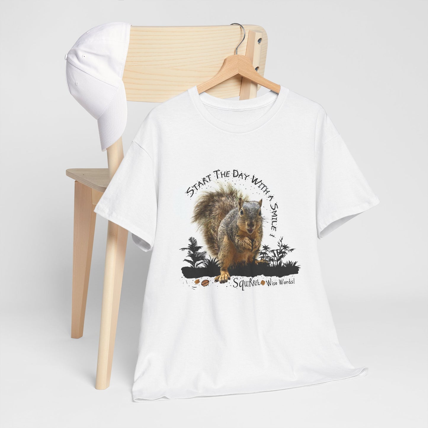 Squirrel - Start the Day with a Smile Unisex Heavy Cotton Tee