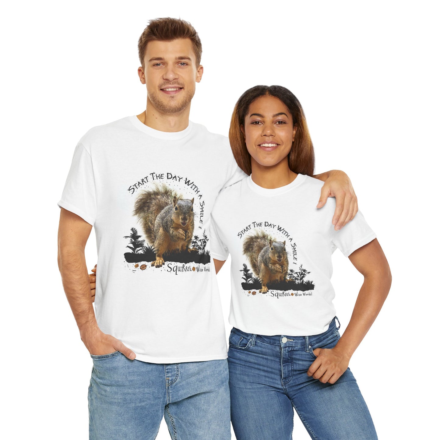 Squirrel - Start the Day with a Smile Unisex Heavy Cotton Tee