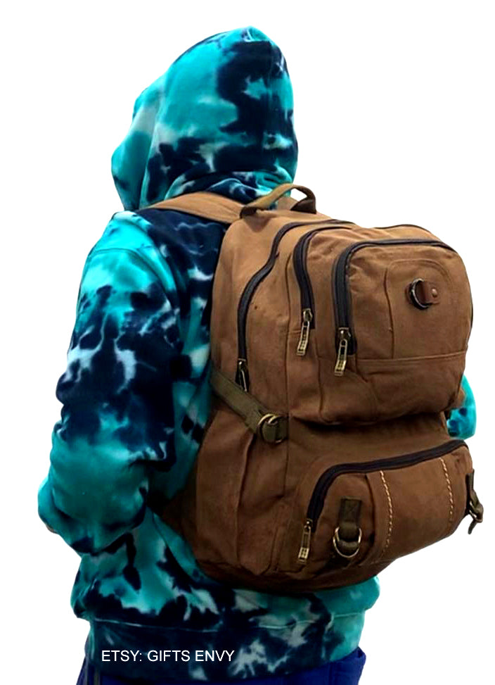 11x18 Black Retro Rucksack Premium Quality Canvas Uni-Sex Leisure Backpack School Backpack Outdoor Backpack