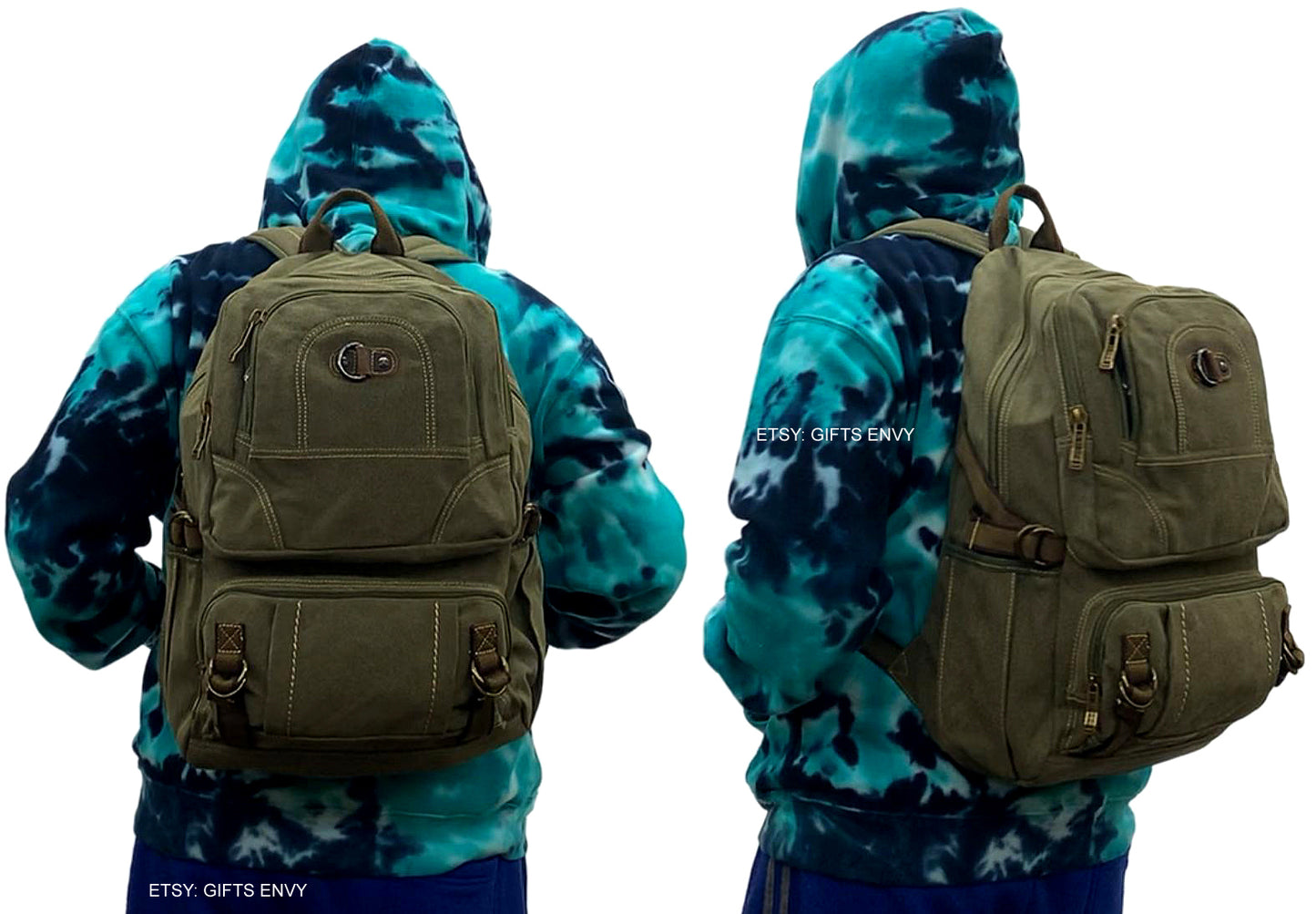 11x18 Black Retro Rucksack Premium Quality Canvas Uni-Sex Leisure Backpack School Backpack Outdoor Backpack