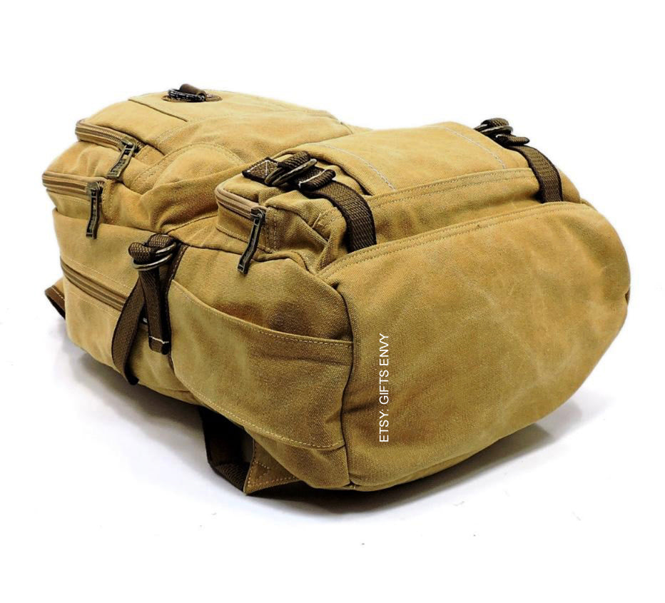 11x18 Black Retro Rucksack Premium Quality Canvas Uni-Sex Leisure Backpack School Backpack Outdoor Backpack