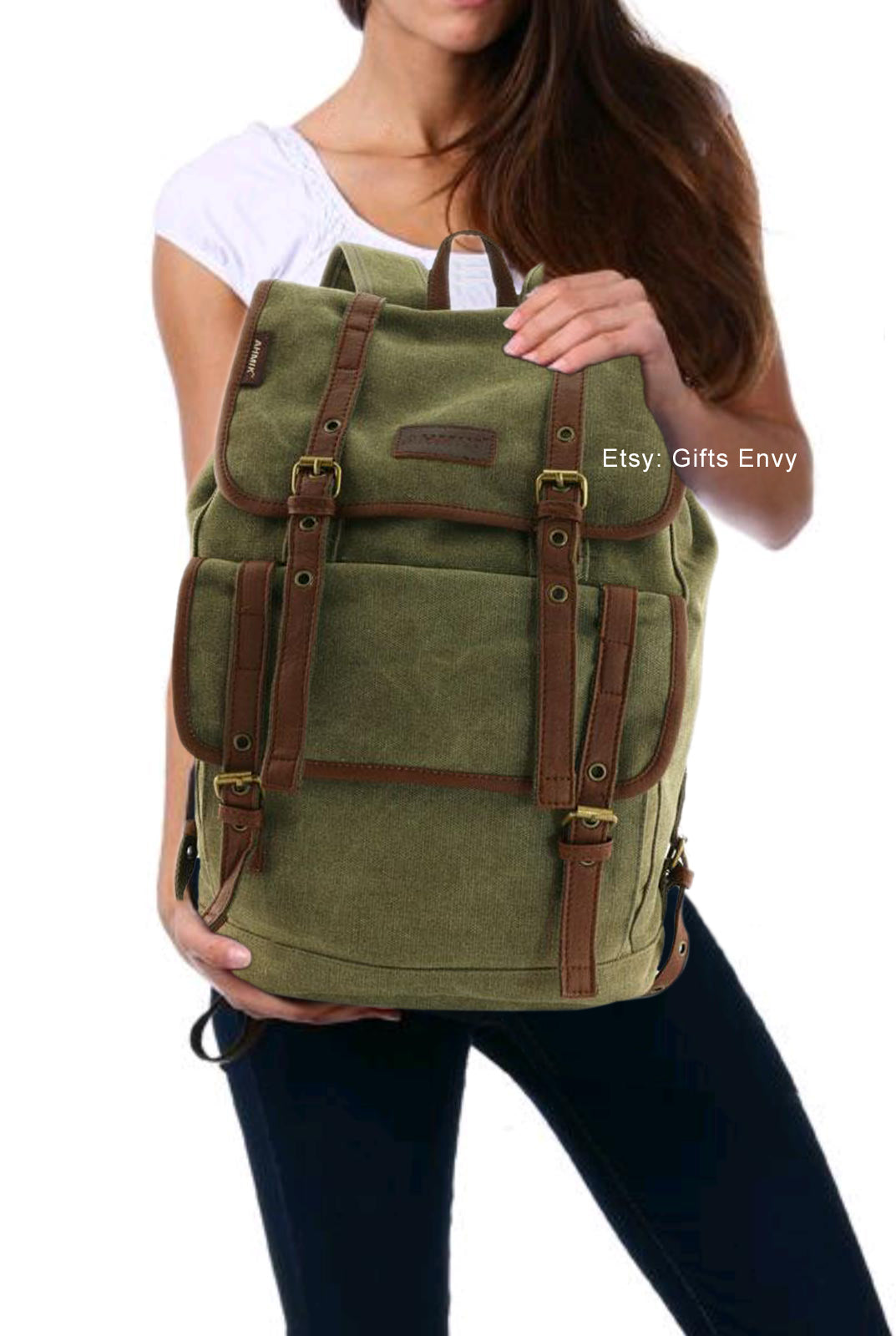 12x17 Canvas Travel Backpack Uni Sex Canvas Rucksack Large Pack Bag School schoolbag Booksack backpack