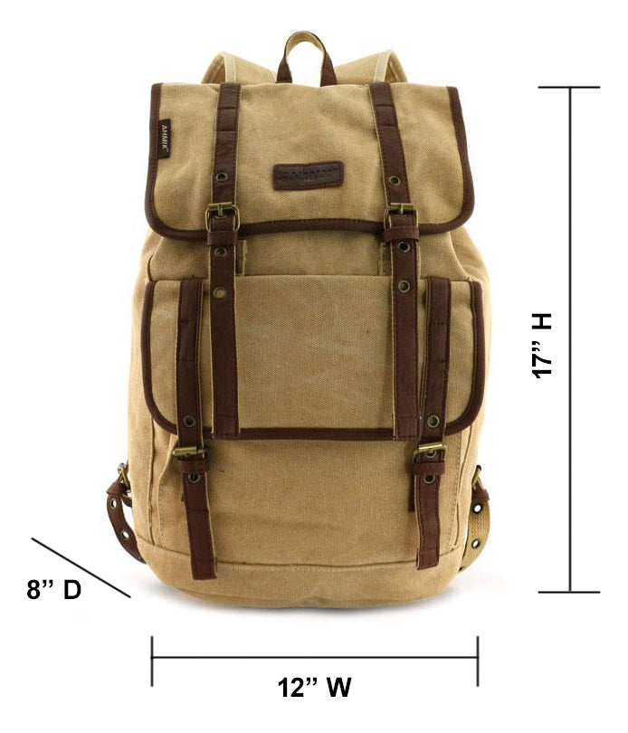 12x17 Canvas Travel Backpack Uni Sex Canvas Rucksack Large Pack Bag School schoolbag Booksack backpack