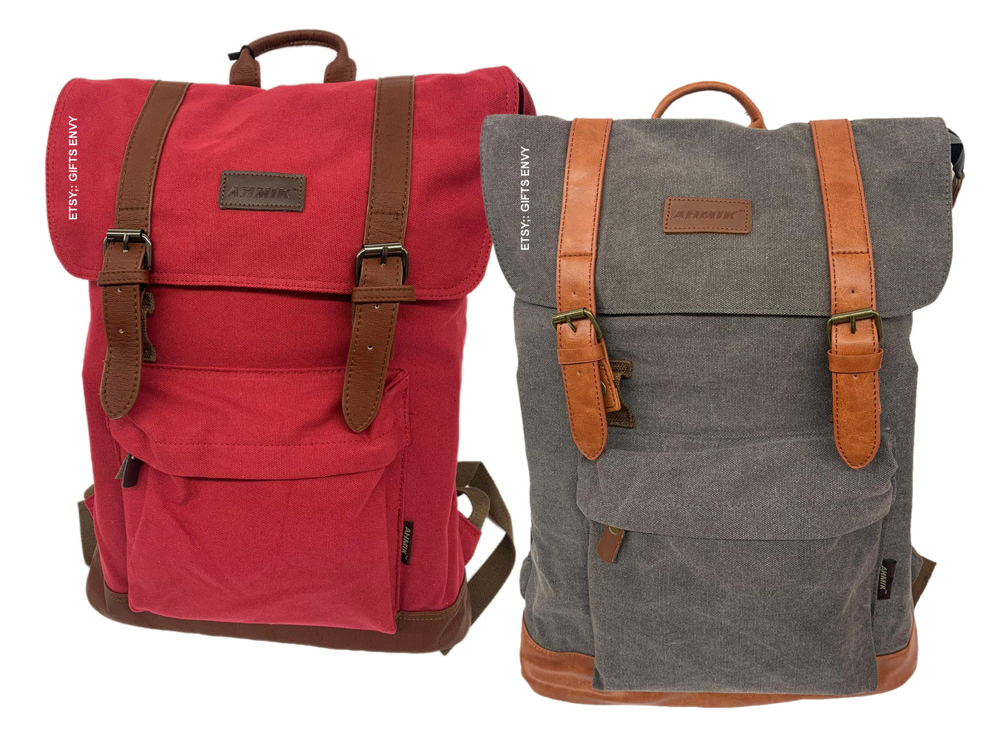 14x19 Grey Canvas Large Rucksack Backpack Gift Uni Sex Travel Backpack Stylish Man Woman Backpack Birthday Gift Graduation Gift