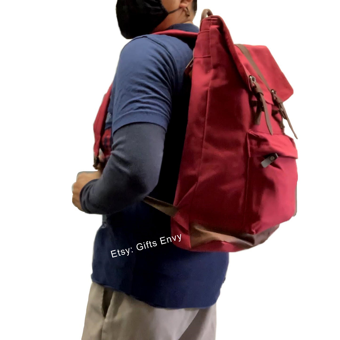 14x19 Grey Canvas Large Rucksack Backpack Gift Uni Sex Travel Backpack Stylish Man Woman Backpack Birthday Gift Graduation Gift
