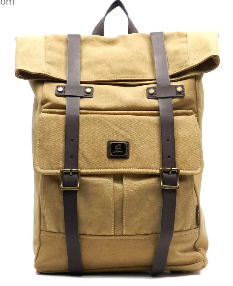 12.5x18 Canvas Foldsack Backpack Uni Sex Rolltop Backpack Canvas Roll Top Man Backpack Travel Woman Backpack Gifts Laptop School Backpack