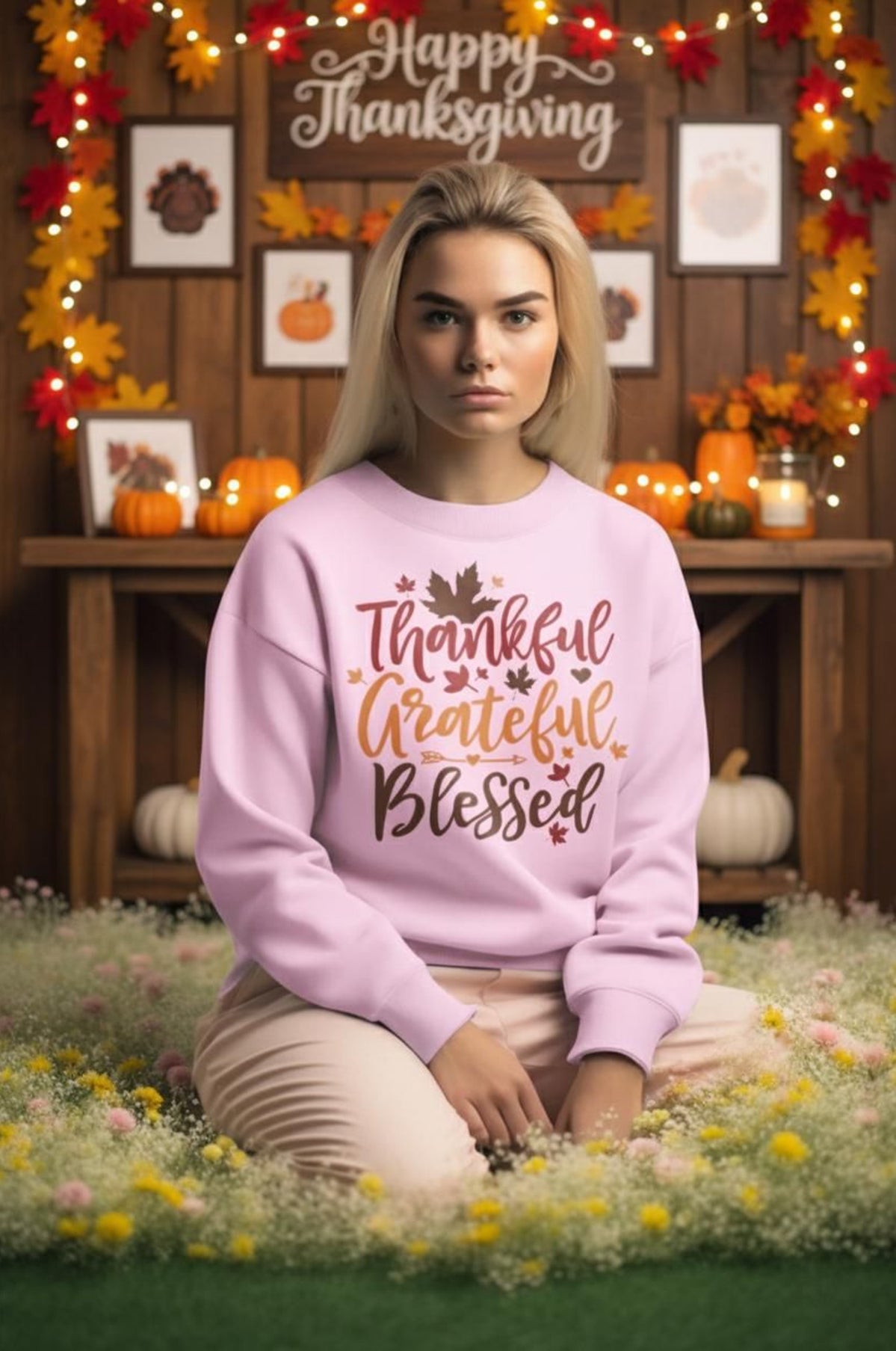 Thankful, Grateful and Blessed Thanksgiving Unisex Sweatshirt
