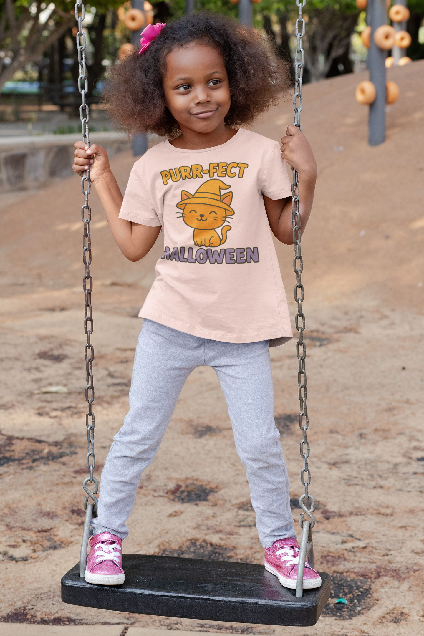 Kids Halloween T-Shirt with Cute Cat