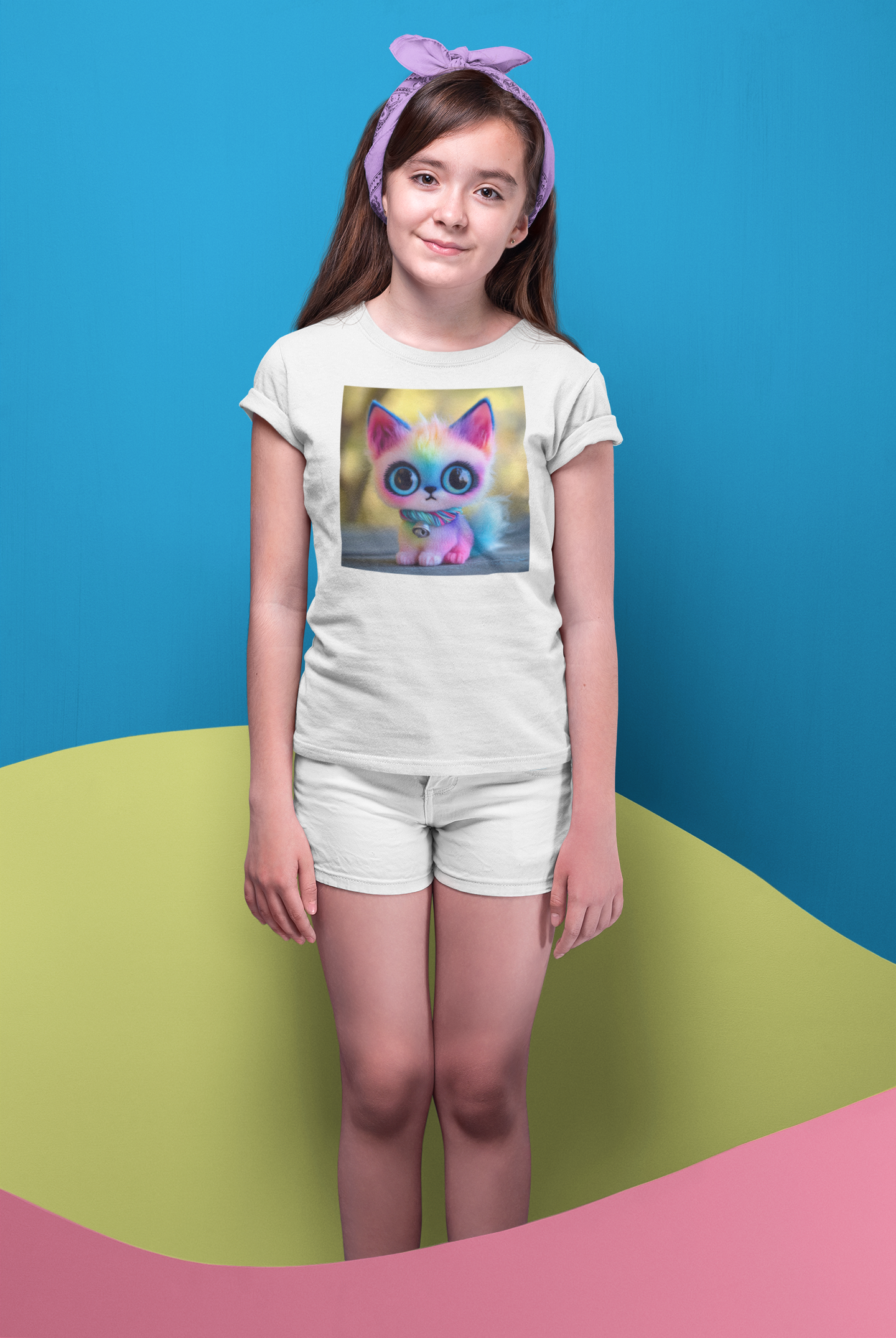 Rainbow Color Siamese Cat T-Shirt for Youths