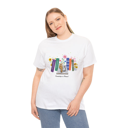 2 Cats - Knowledge is Power Unisex Heavy Cotton Tee