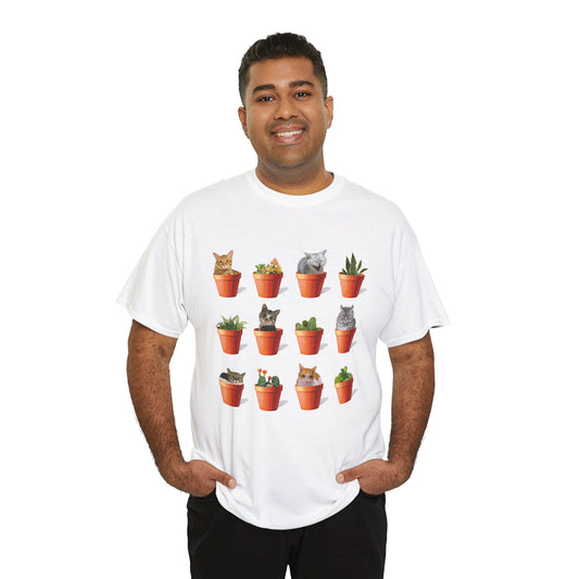 Cats and House Plants Unisex Heavy Cotton Tee