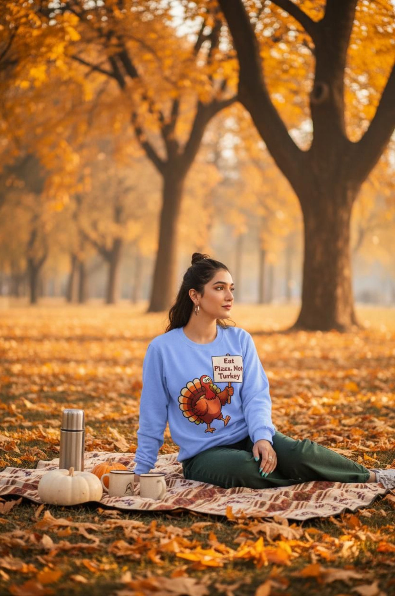 Eat Pizza, Not Turkey Funny Unisex Sweatshirt