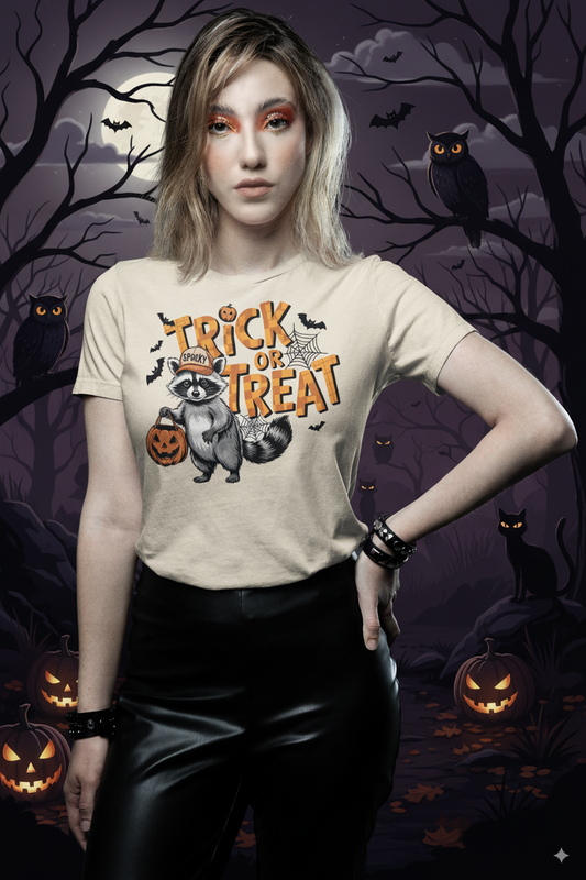Halloween Trick or Treat Unisex T-Shirt with Racoon Animal