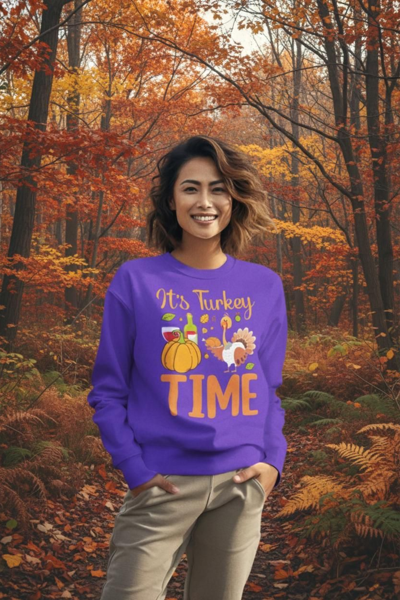 Thanksgiving Turkey Time Unisex Premium Sweatshirt