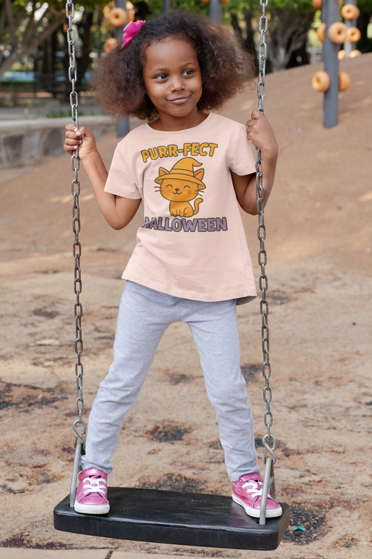 Kids Halloween T-Shirt with Cute Cat