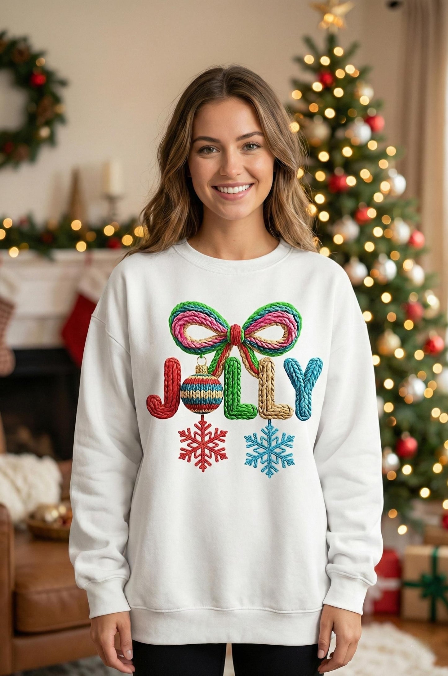 Colorful Christmas Jolly Yarn Design Unisex Sweatshirt