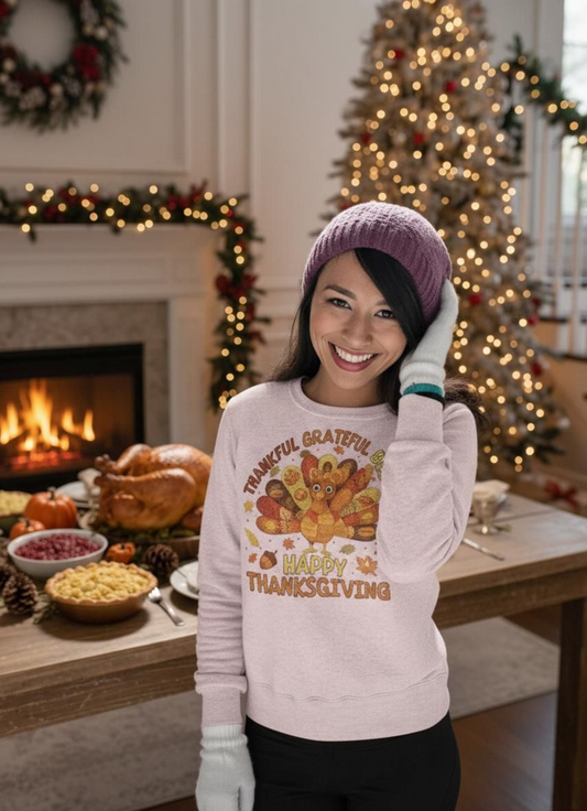 Thankful, Grateful and Blessed Happy Thanksgiving Unisex Sweatshirt