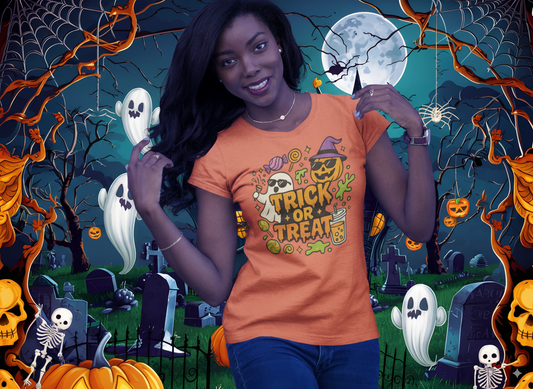Women's Trick or Treat Halloween T-Shirt