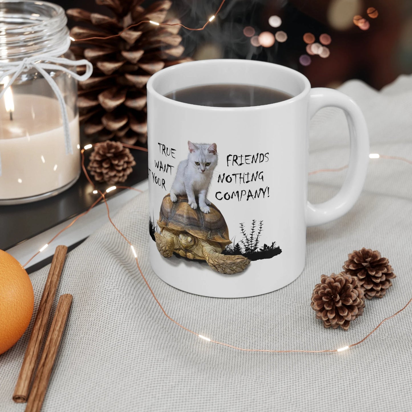 Cat & Turtle True Friends Mug