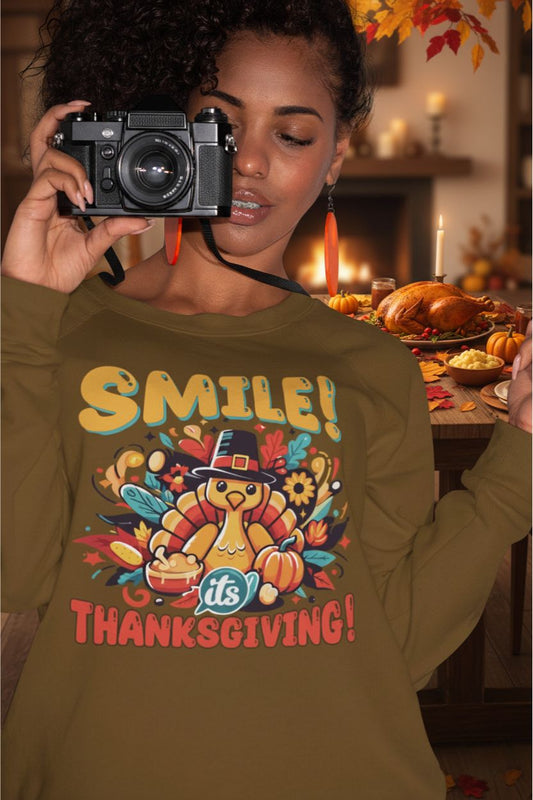 Smile It's Thanksgiving Thanksgiving Unisex Sweatshirt