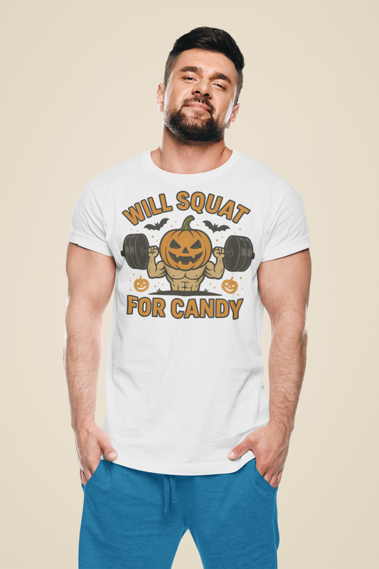 Will Squat for Candy Halloween Unisex T-Shirt